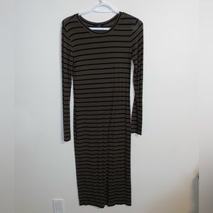 Green and black striped dress